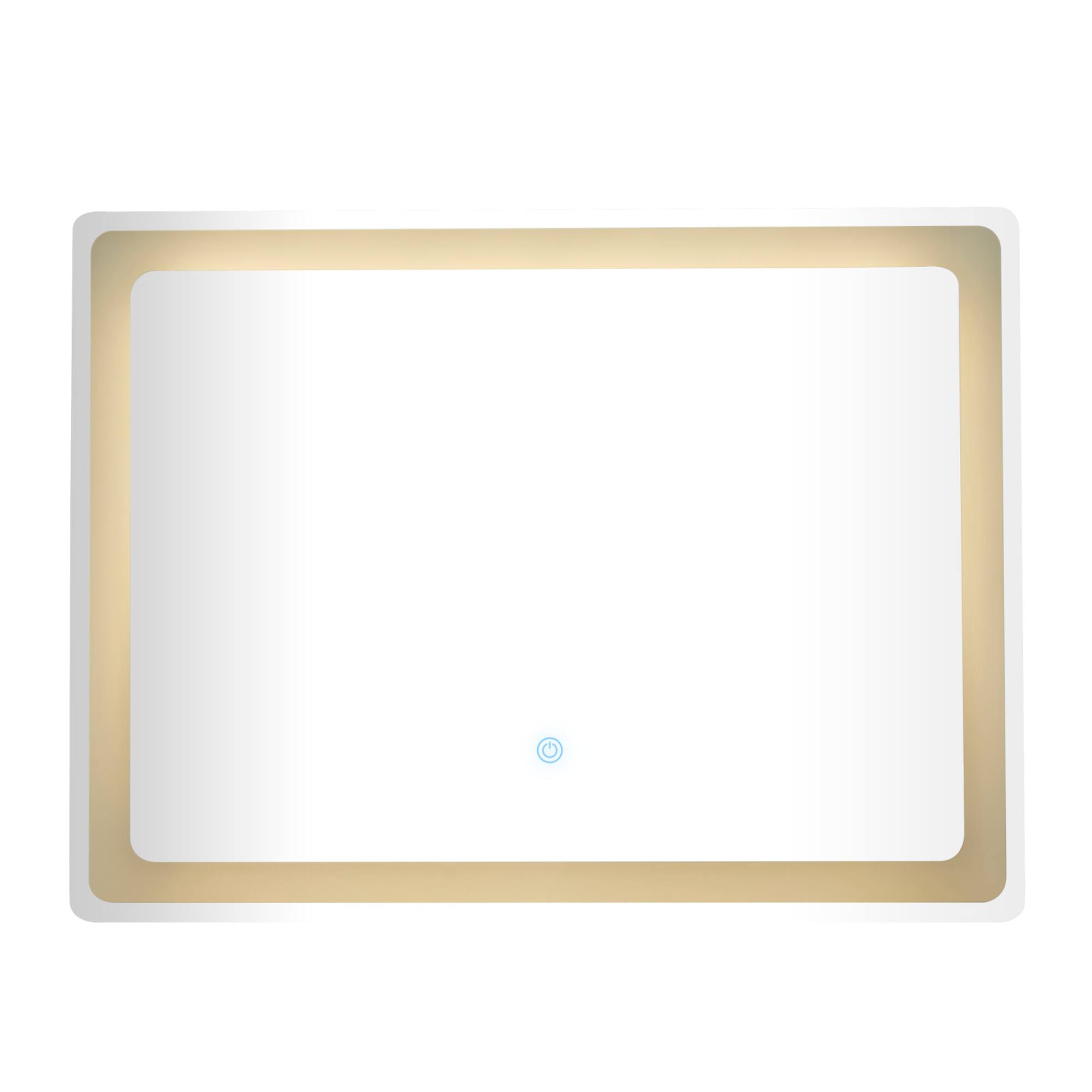Clear Glass Modern LED Mirror, 32" x 1" x 24"